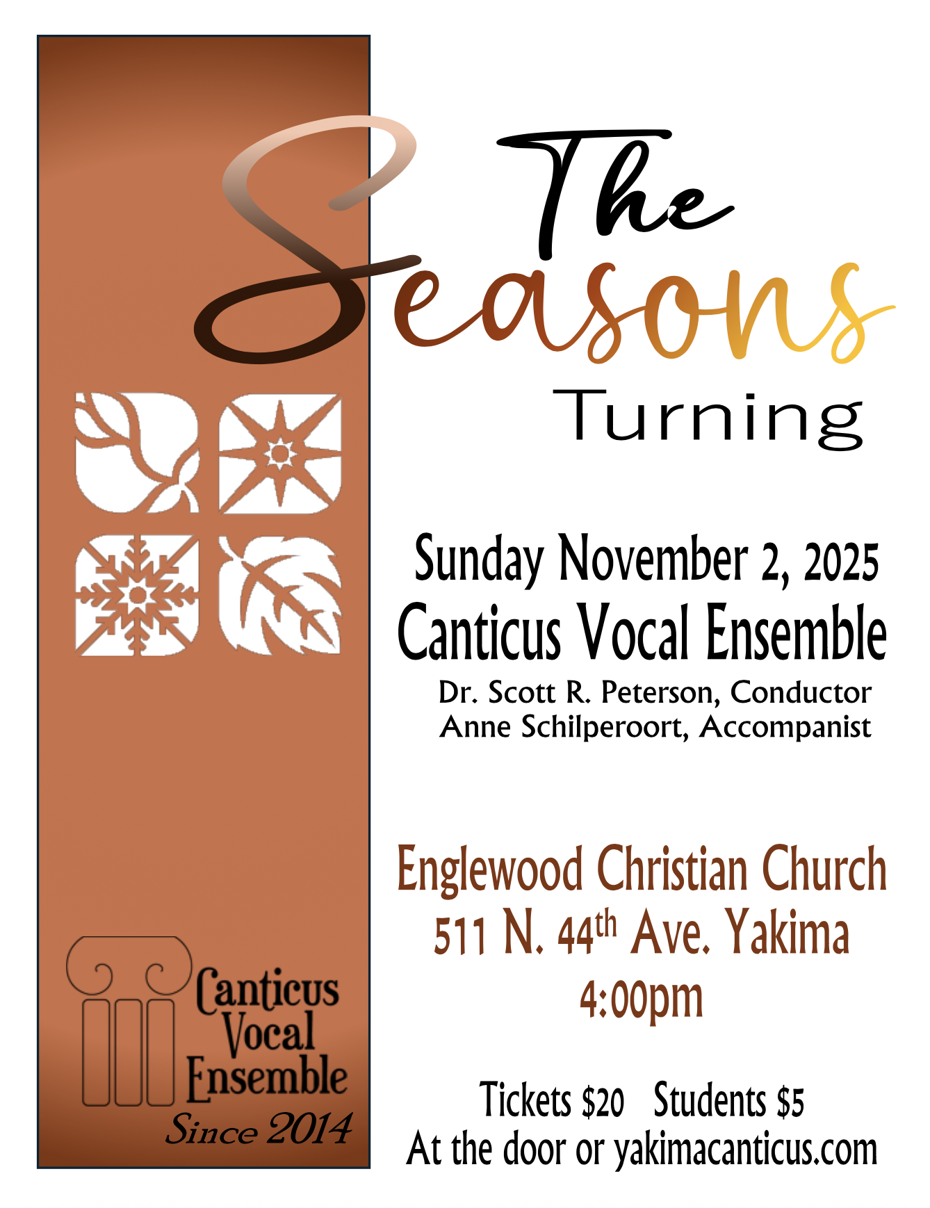 The-Seasons-Turning-2025 the seasons turning concert poster for canticus vocal ensemble on november 25, 2025