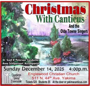 Christmas with Canticus concert poster. December 14th, 2025 at Englewood Christian Church
